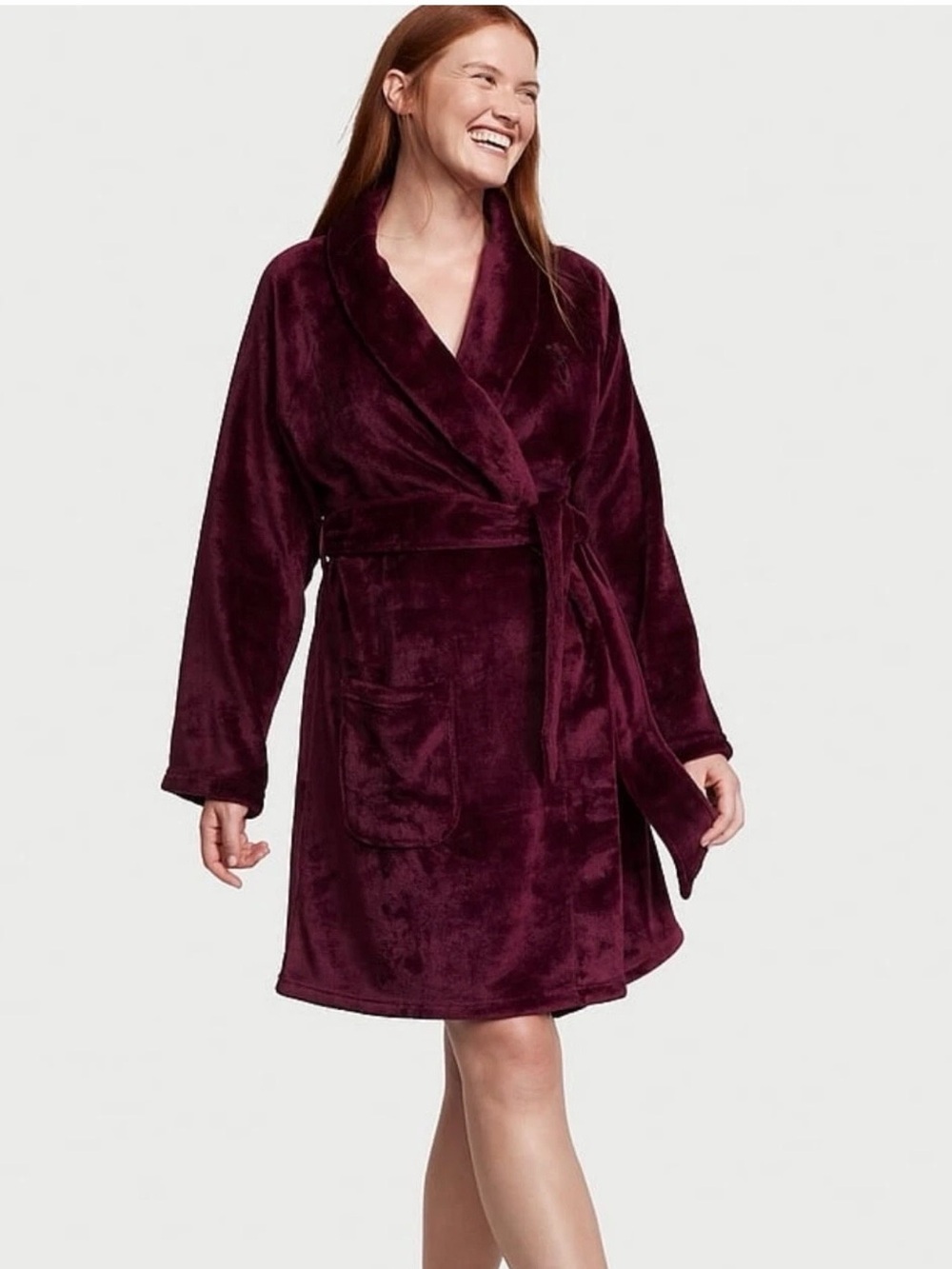 VS short cozy robe in maroon
